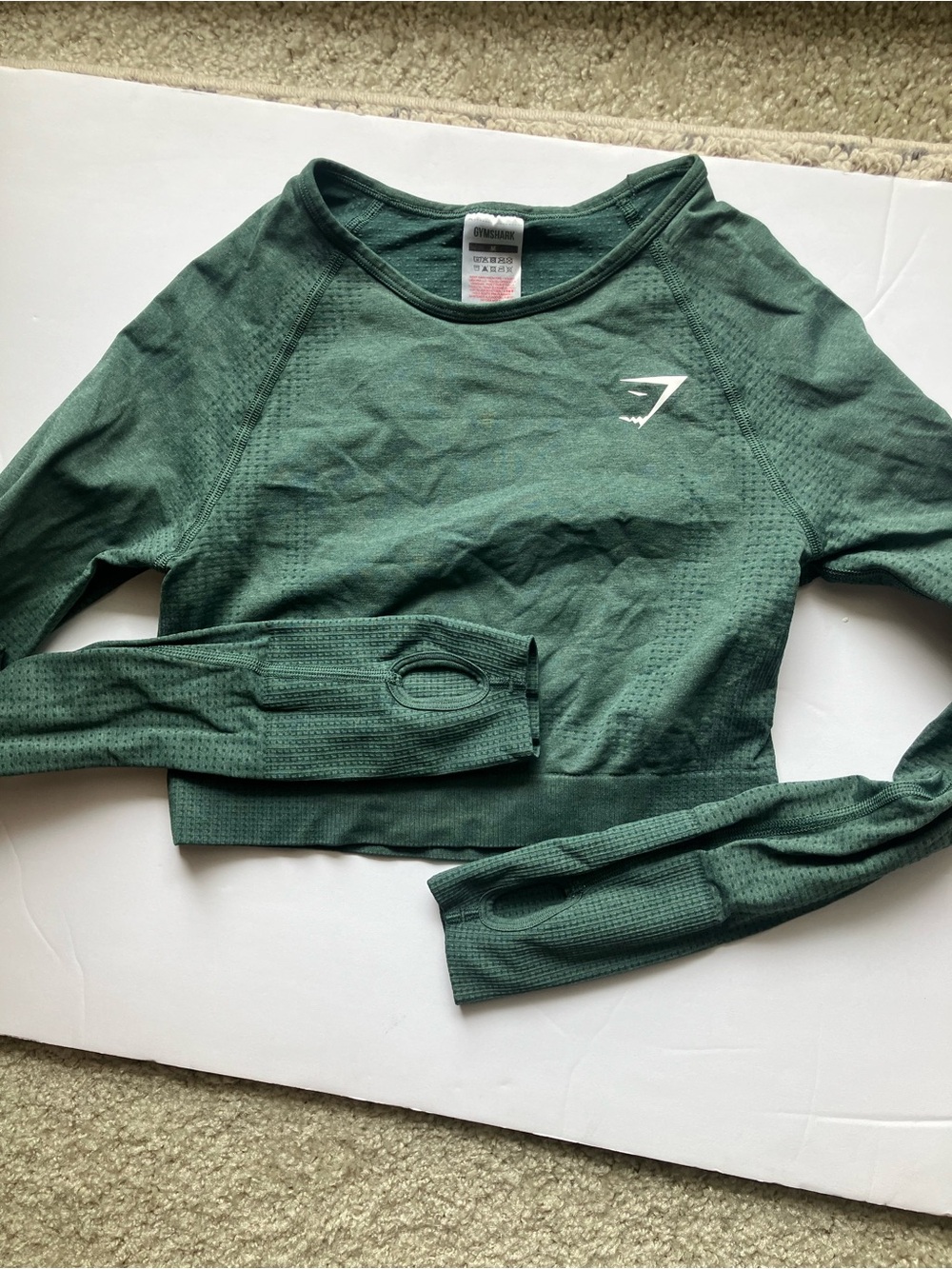 Gymshark Vital Seamless 2.0 Long Sleeve Crop Top - Dark Green Marl